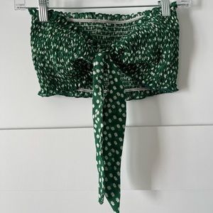 Shein Floral Green Strapless Crop Top Size Small